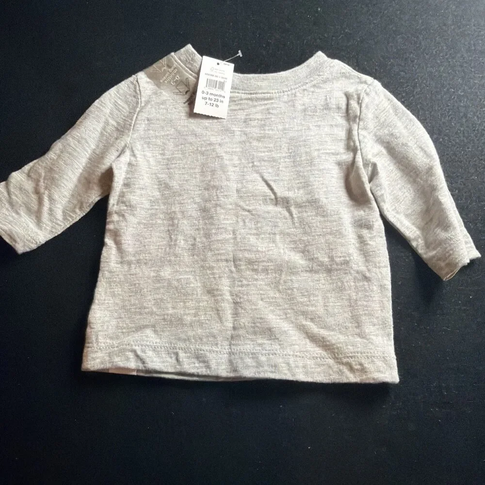 NWT Baby Gap Excavator Shirt Long Sleeve Grey  Boys Size 0-3 Months —182